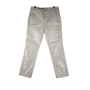 Old Navy‎ Womens 10 Jeans Silver Slim High Rise Festival Disco Glam Retro Party